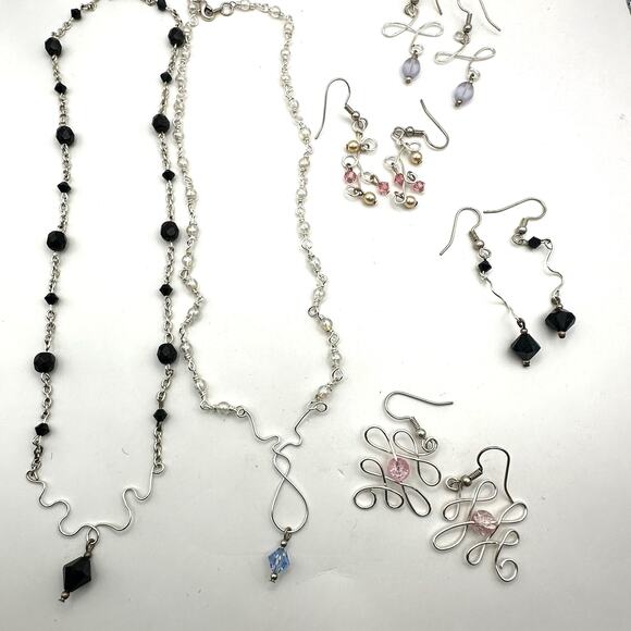 Costume Jewelry Lot Necklace Pierced Earring Set Unbranded Casual Silver tone - Picture 10 of 11